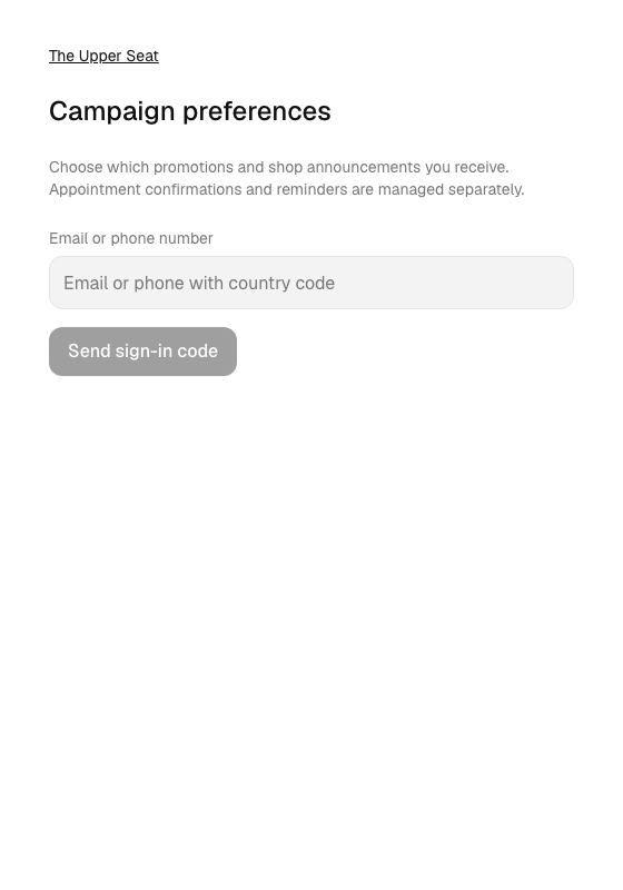 Campaign preferences sign-in page requesting an account email or phone.